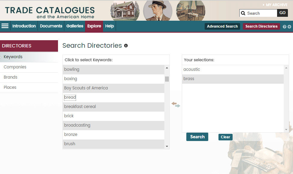 The Search Directories page in use.